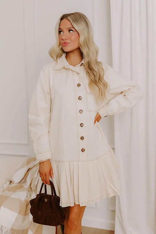 Charming Views Denim Mini Dress in French Vanilla sold by Impressions product image thumbnail 3