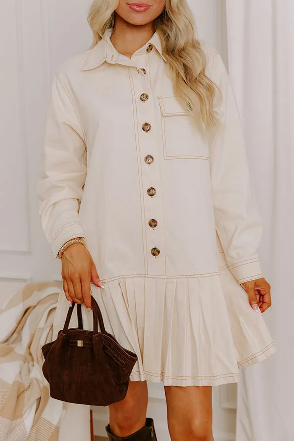 Charming Views Denim Mini Dress in French Vanilla sold by Impressions product image thumbnail 4