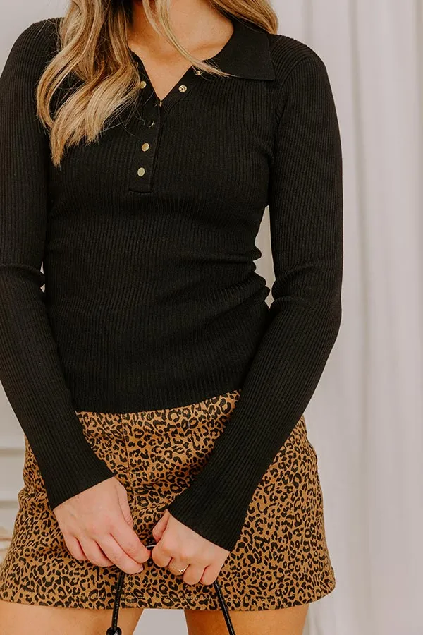 Easy To Style Ribbed Henley Top in Black sold by Impressions product image thumbnail 4