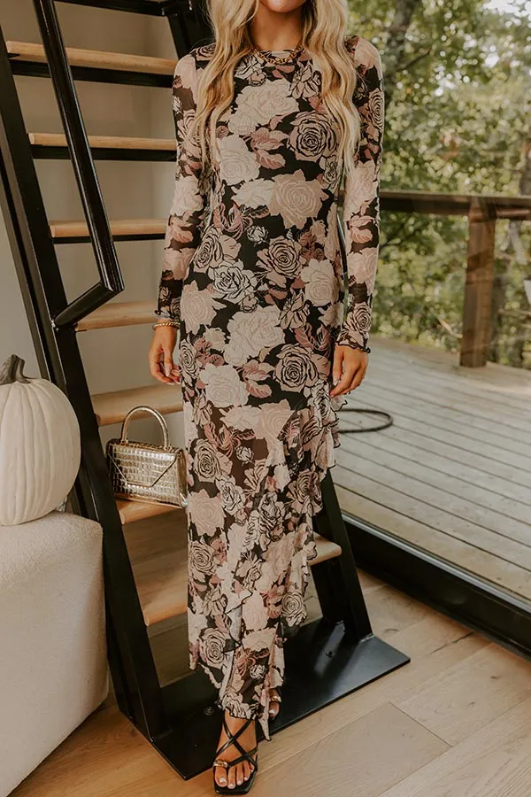 Wild Rose Mesh Asymmetrical Maxi Dress sold by Impressions product image thumbnail 4