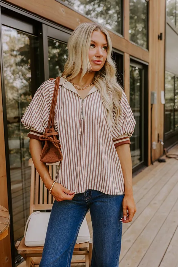 Smiles And Stripes Quarter Zip Top in Chocolate sold by Impressions product image thumbnail 4