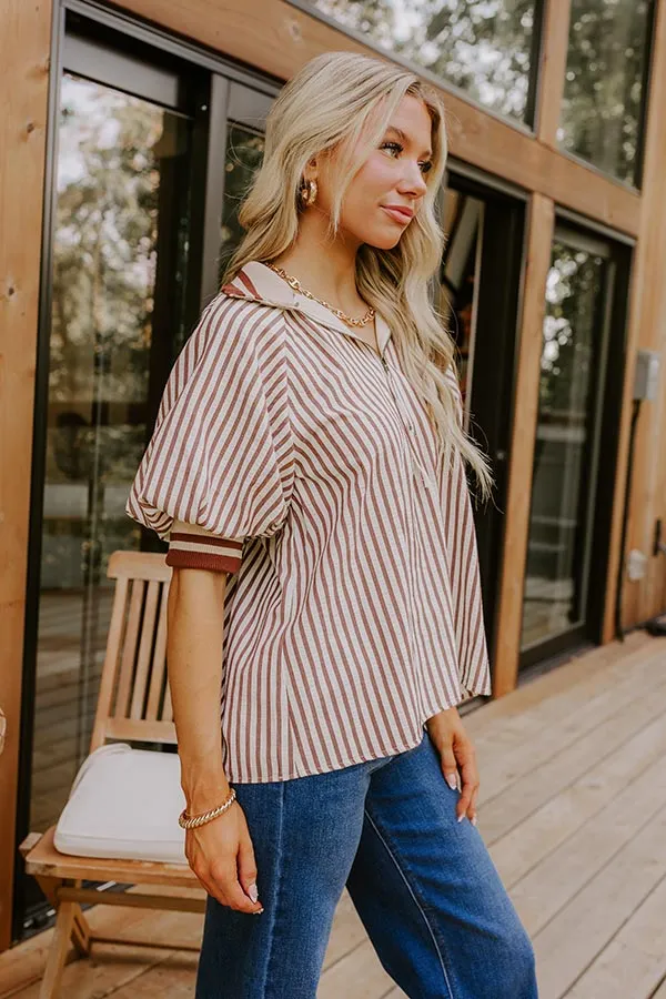 Smiles And Stripes Quarter Zip Top in Chocolate sold by Impressions product image thumbnail 5