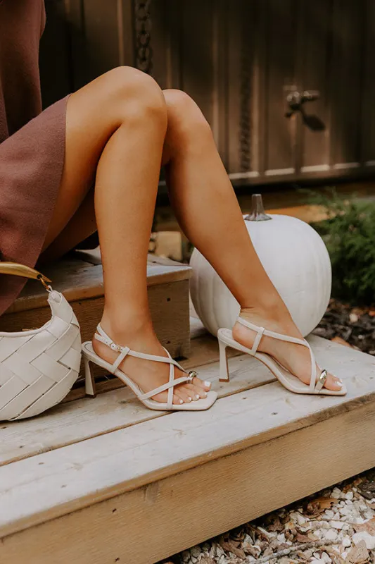 The Liliana Faux Leather Heel in Cream sold by Impressions