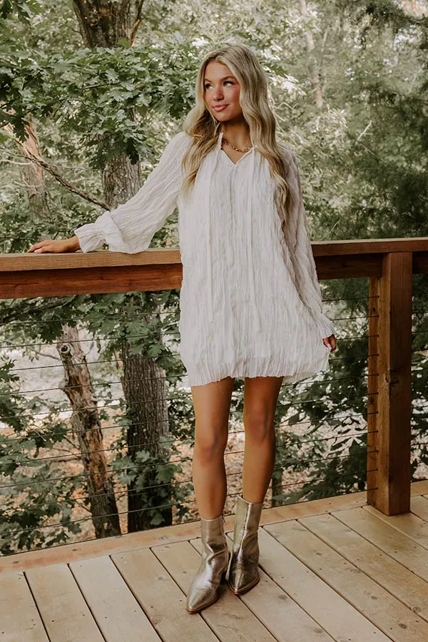 Boho Sunrise Chiffon Ruffle Mini Dress in Cream sold by Impressions product image thumbnail 2