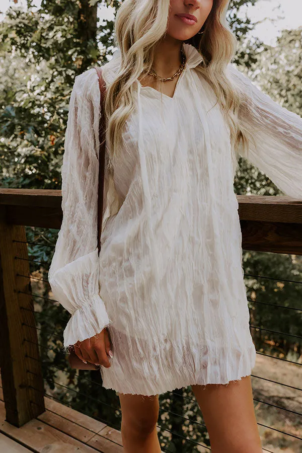 Boho Sunrise Chiffon Ruffle Mini Dress in Cream sold by Impressions product image thumbnail 3