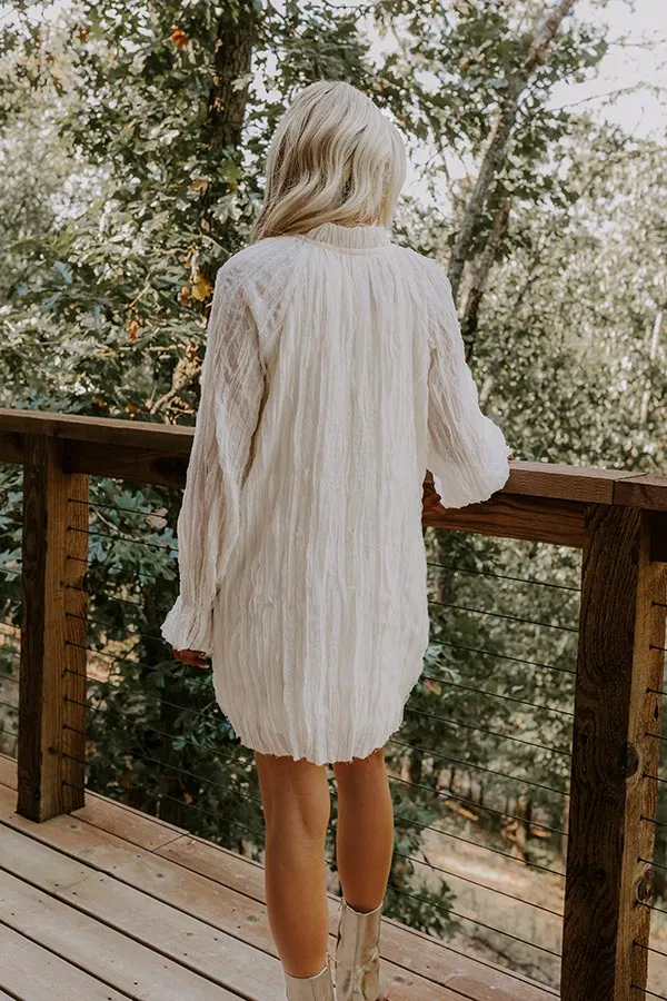 Boho Sunrise Chiffon Ruffle Mini Dress in Cream sold by Impressions product image thumbnail 5