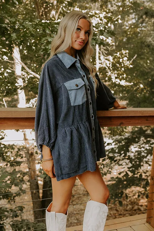 Everyday Adventure Corduroy Button Up Top in Navy sold by Impressions product image thumbnail 3