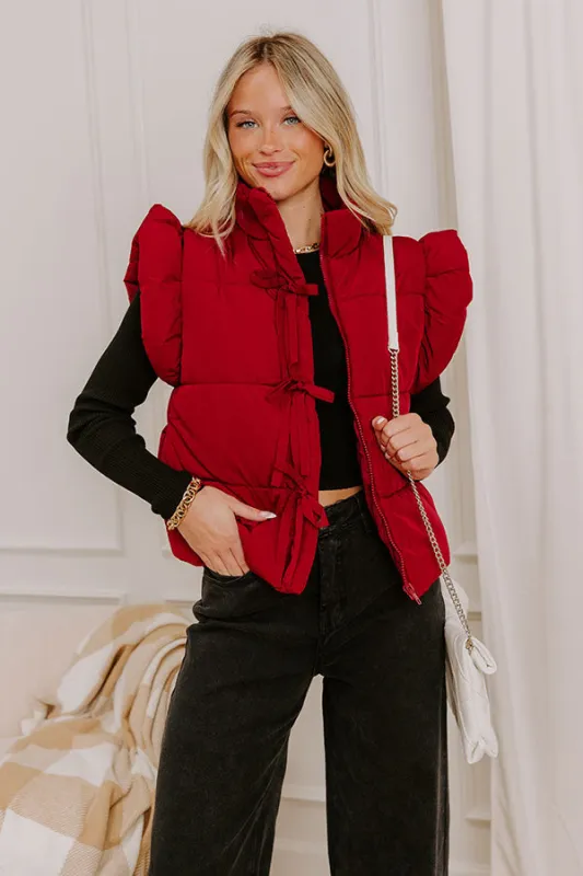Mountain Top Resort Puffer Vest in Wine sold by Impressions