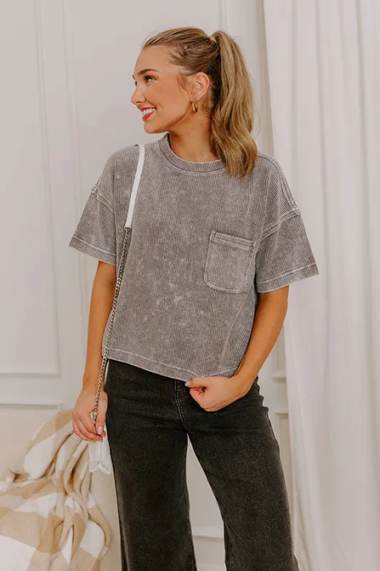 Daily Comfort Vintage Wash Ribbed Tee in Grey sold by Impressions