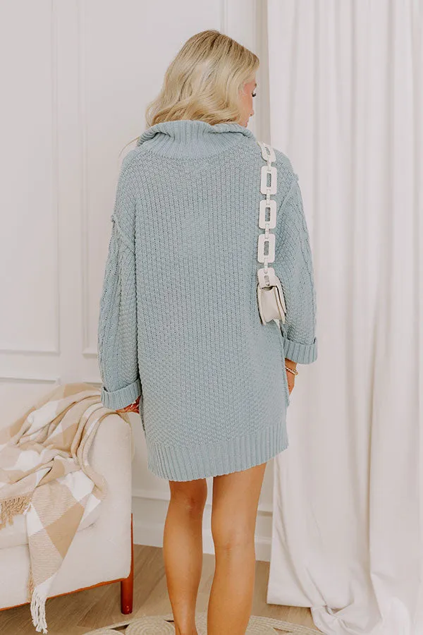 Pumpkin Kisses Cable Knit Sweater Dress in Light Blue sold by Impressions product image thumbnail 5