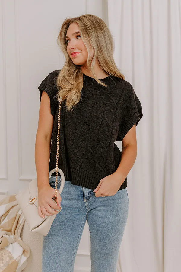 Uptown Ease Cable Knit Sweater Top in Black sold by Impressions product image thumbnail 4