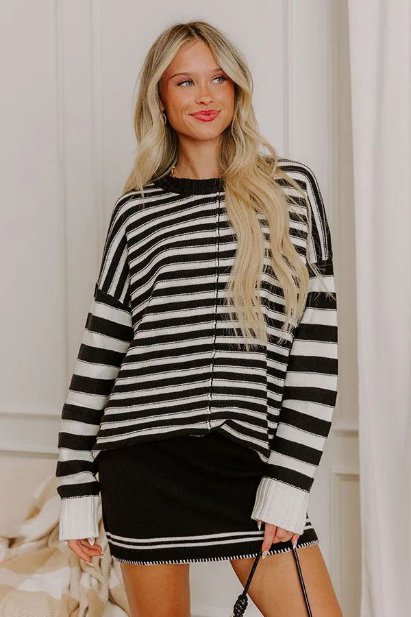 Hot Cocoa Sippin' Stripe Knit Sweater in Black sold by Impressions product image thumbnail 2