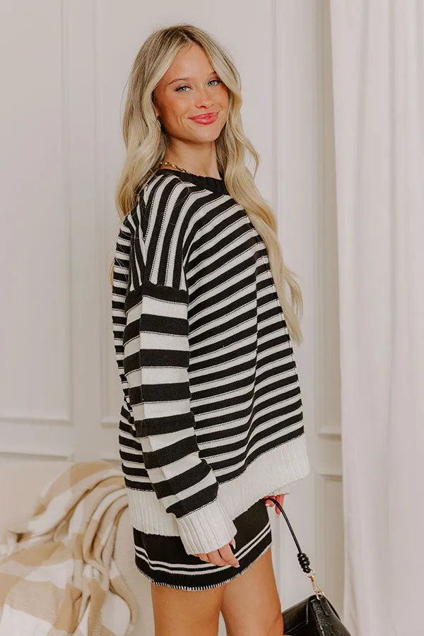 Hot Cocoa Sippin' Stripe Knit Sweater in Black sold by Impressions product image thumbnail 4