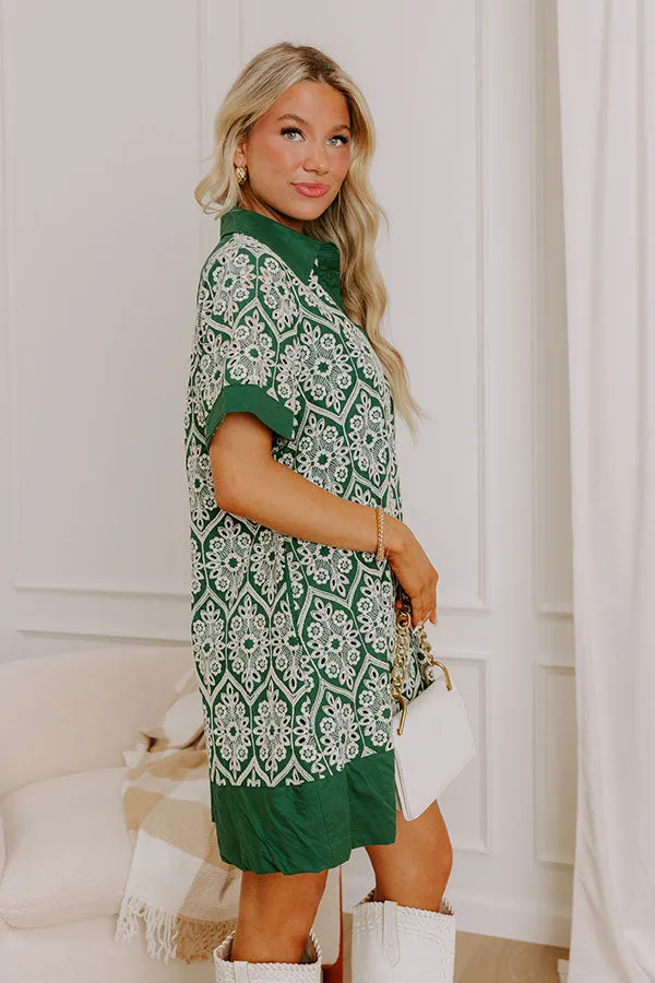 Brunch Plans Ready Eyelet Mini Dress in Hunter Green sold by Impressions product image thumbnail 5