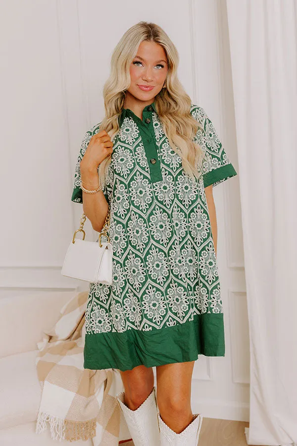 Brunch Plans Ready Eyelet Mini Dress in Hunter Green sold by Impressions product image thumbnail 2