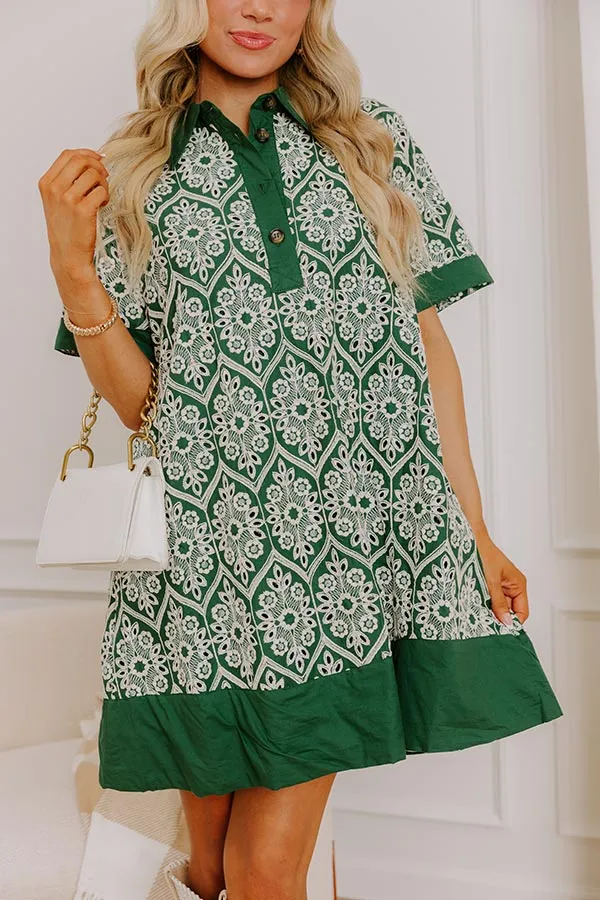 Brunch Plans Ready Eyelet Mini Dress in Hunter Green sold by Impressions product image thumbnail 3