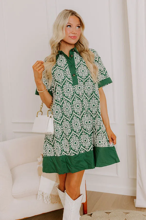 Brunch Plans Ready Eyelet Mini Dress in Hunter Green sold by Impressions product image thumbnail 4