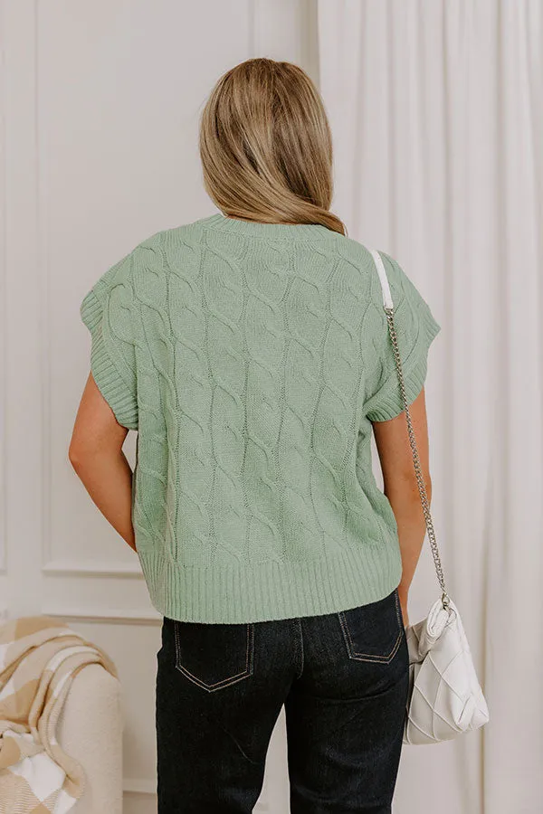 Uptown Ease Cable Knit Sweater Top in Pear sold by Impressions product image thumbnail 4