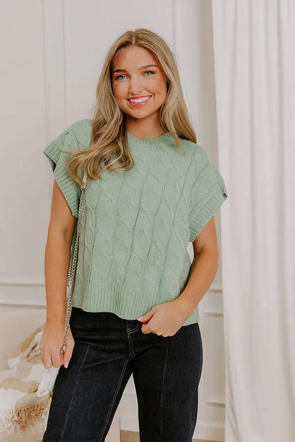Uptown Ease Cable Knit Sweater Top in Pear sold by Impressions