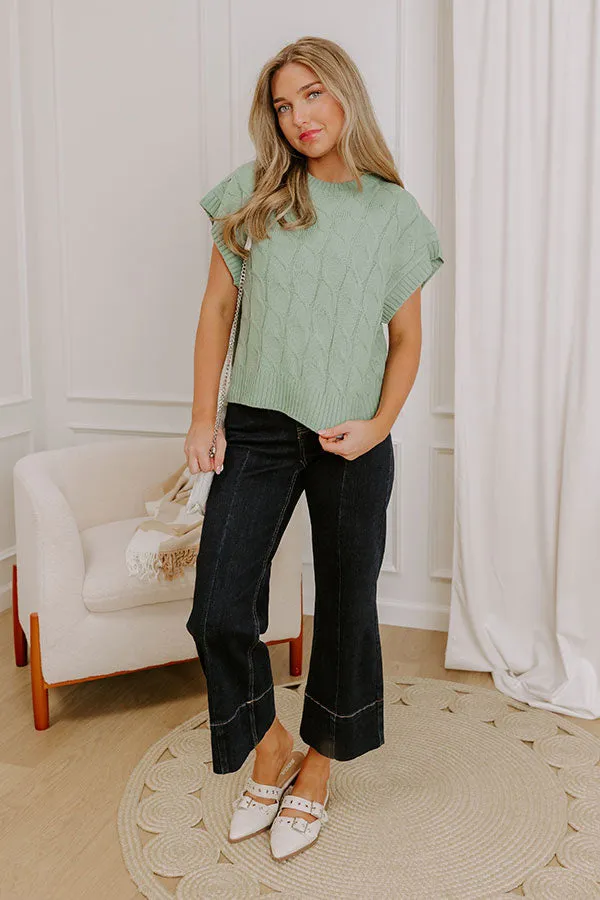 Uptown Ease Cable Knit Sweater Top in Pear sold by Impressions product image thumbnail 2