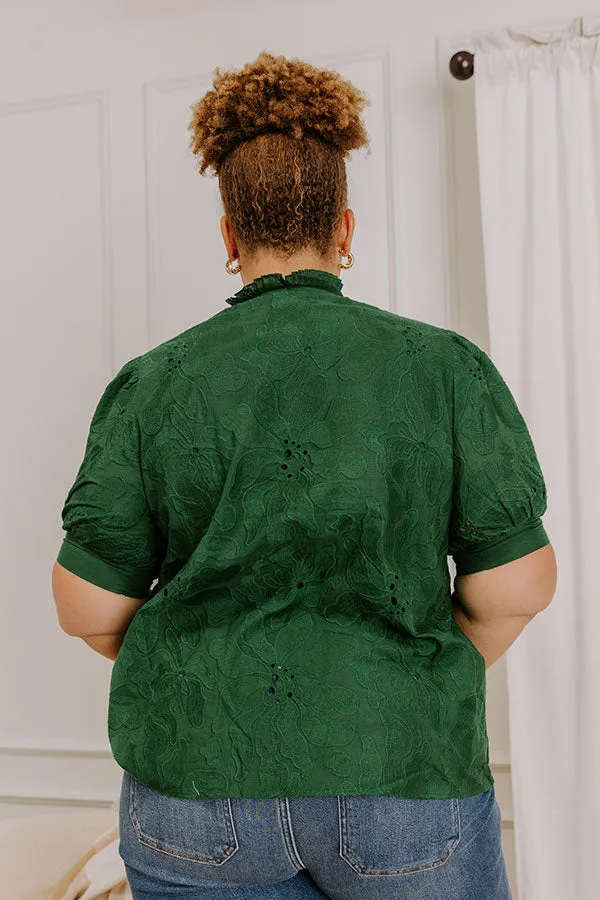 Petals And Pinot Floral Embroidered Top in Hunter Green Curves sold by Impressions product image thumbnail 4