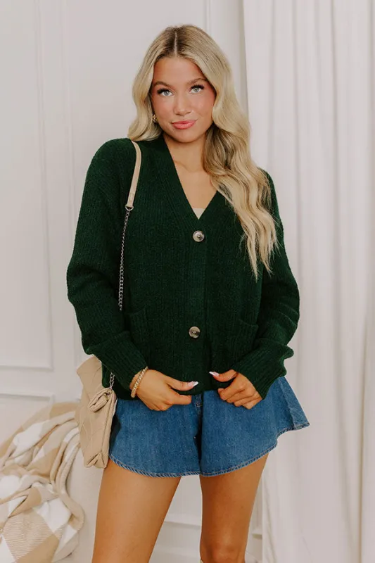 Cider Season Knit Cardigan in Hunter Green sold by Impressions