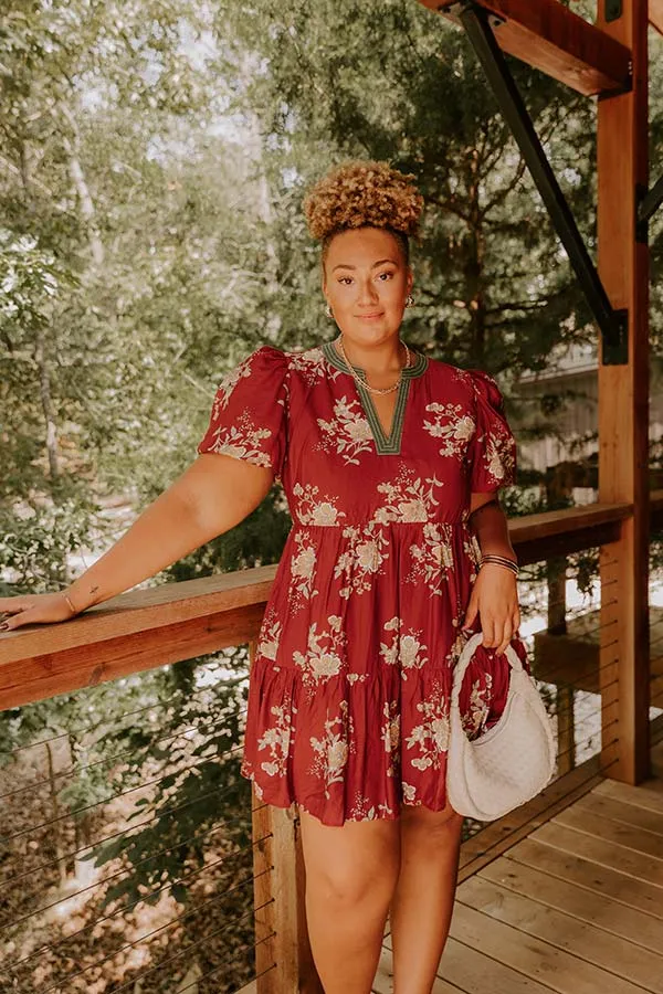 The Sunday Stroll Floral Mini Dress in Brick Red Curves sold by Impressions product image thumbnail 4