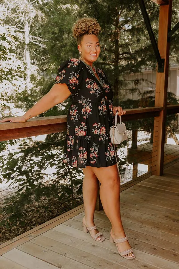 The Sunday Stroll Floral Mini Dress in Black Curves sold by Impressions product image thumbnail 2