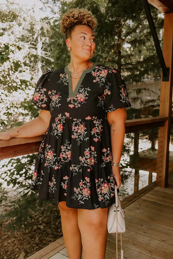 The Sunday Stroll Floral Mini Dress in Black Curves sold by Impressions product image thumbnail 3