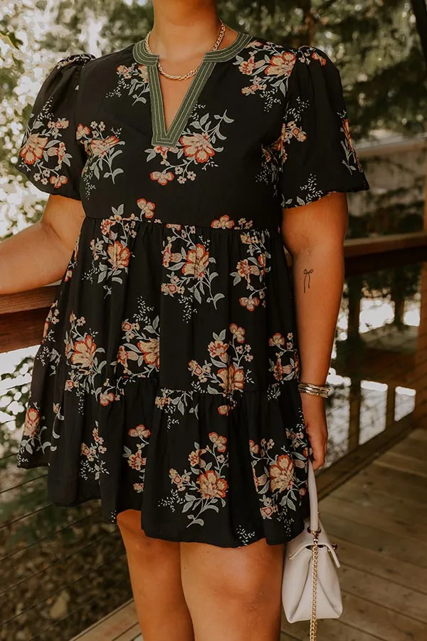 The Sunday Stroll Floral Mini Dress in Black Curves sold by Impressions product image thumbnail 4