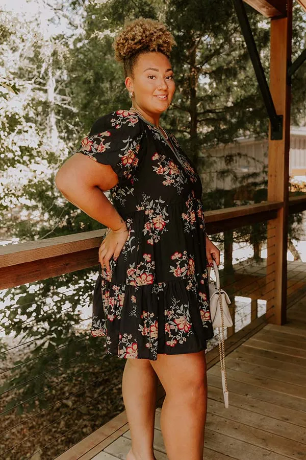 The Sunday Stroll Floral Mini Dress in Black Curves sold by Impressions product image thumbnail 5