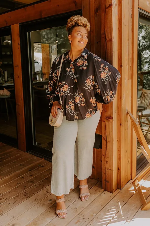 Harvest Bloom Floral Button Up Top in Black Curves sold by Impressions product image thumbnail 2