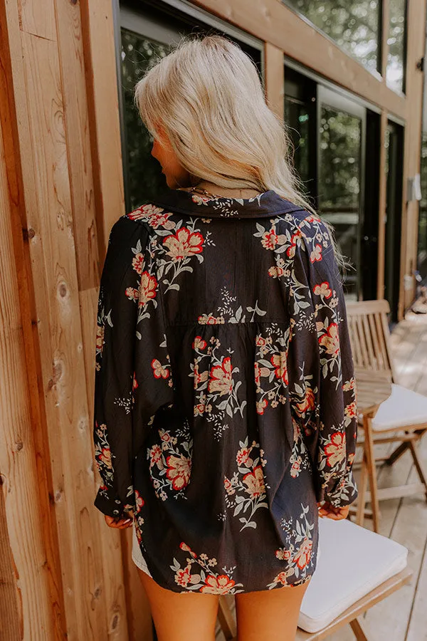 Harvest Bloom Floral Button Up Top in Black sold by Impressions product image thumbnail 4