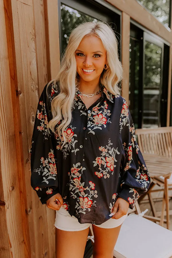 Harvest Bloom Floral Button Up Top in Black sold by Impressions product image thumbnail 2