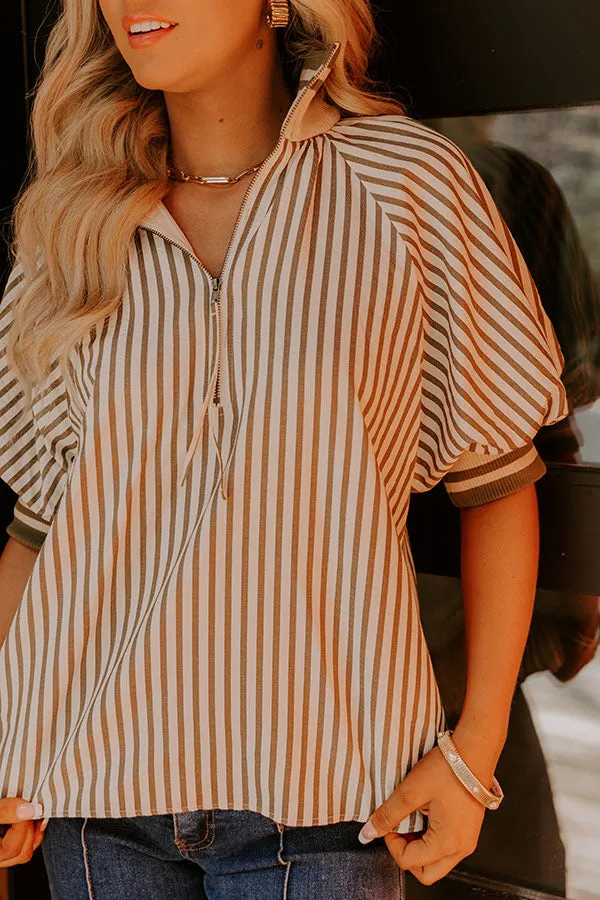 Smiles And Stripes Quarter Zip Top in Sage sold by Impressions product image thumbnail 3