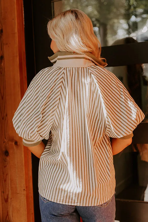 Smiles And Stripes Quarter Zip Top in Sage sold by Impressions product image thumbnail 5