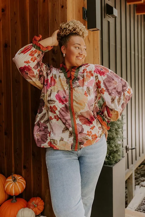 Autumn In Bloom Button Down Top Curves sold by Impressions