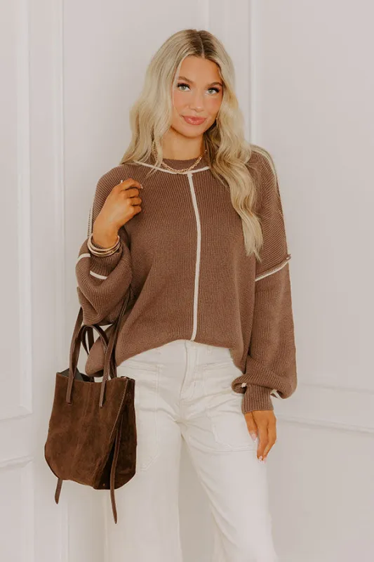 The Cozy Edit Knit Sweater in Mocha sold by Impressions