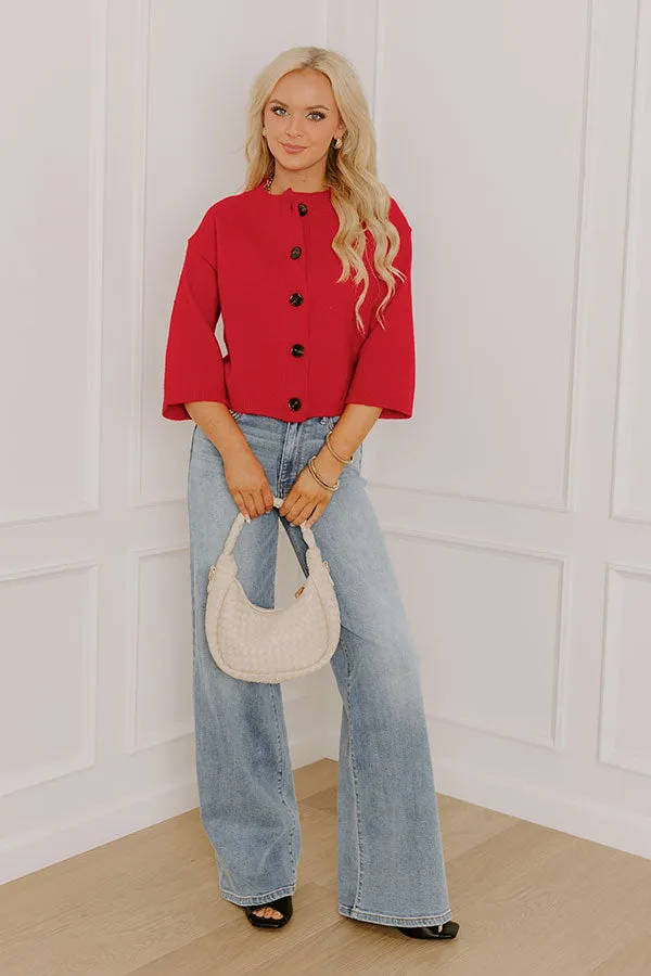 Coffee Shop Cozy Knit Cardigan in Red sold by Impressions product image thumbnail 2