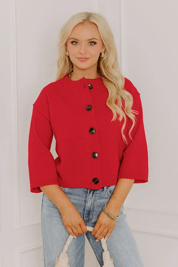 Coffee Shop Cozy Knit Cardigan in Red sold by Impressions product image thumbnail 3