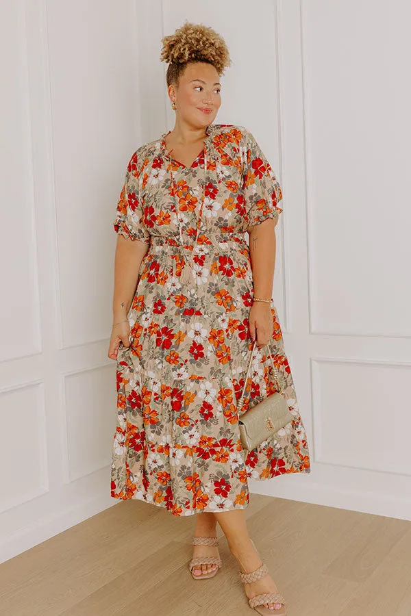 Harvest Charm Floral Midi Dress Curves sold by Impressions