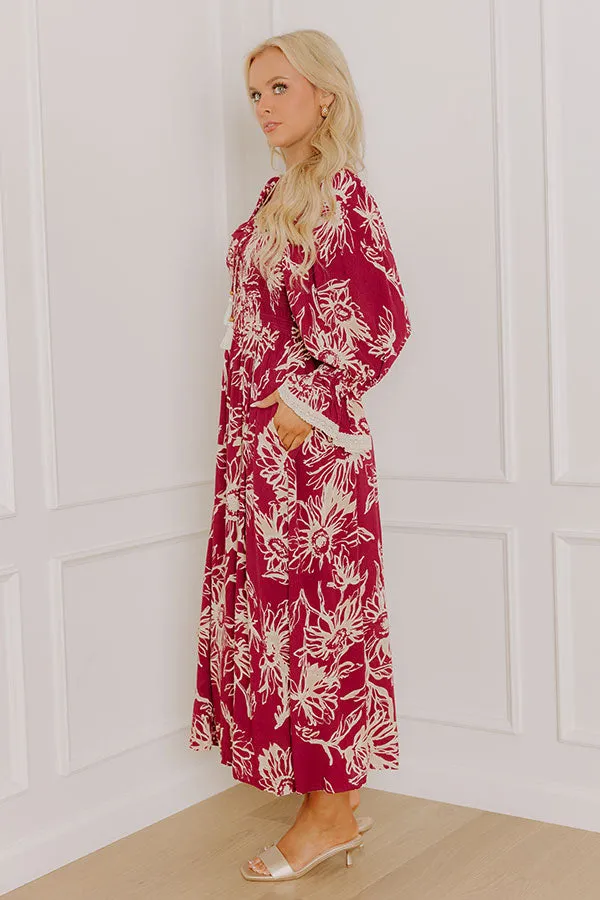 Sunflower Fields Smocked Midi Dress in Sangria sold by Impressions product image thumbnail 4