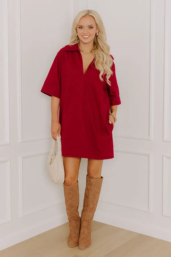 Uptown Darling Denim Mini Dress in Wine sold by Impressions product image thumbnail 3
