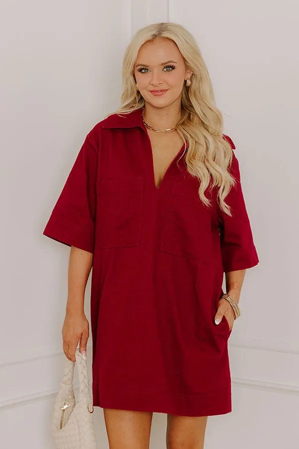 Uptown Darling Denim Mini Dress in Wine sold by Impressions product image thumbnail 4