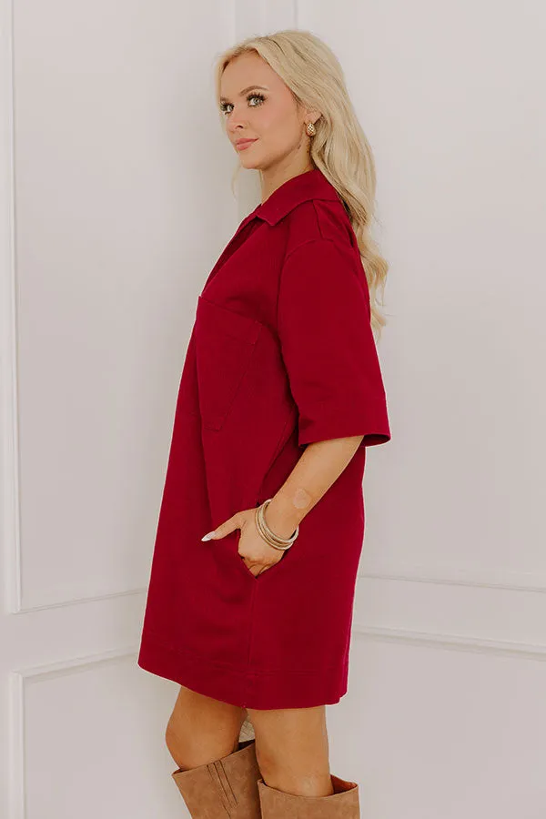 Uptown Darling Denim Mini Dress in Wine sold by Impressions product image thumbnail 5