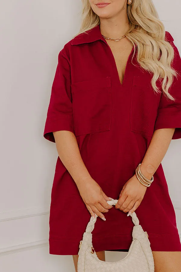 Uptown Darling Denim Mini Dress in Wine sold by Impressions product image thumbnail 2