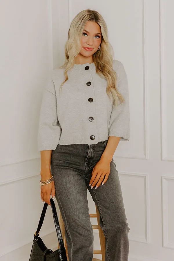 Coffee Shop Cozy Knit Cardigan in Grey sold by Impressions