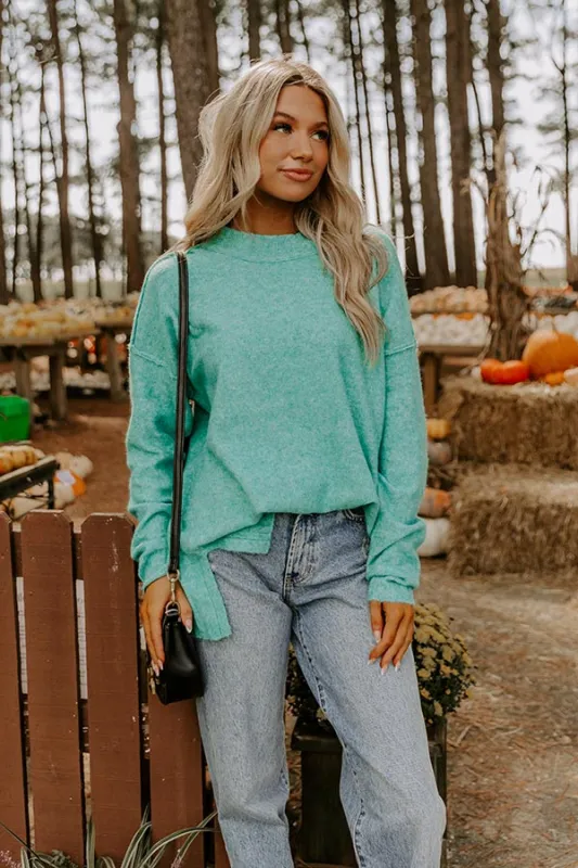 Cozy Embrace Oversized Knit Sweater in Light Jade sold by Impressions