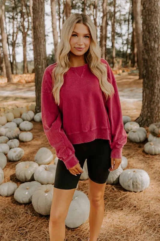 Morning Dew Vintage Wash Sweatshirt in Red sold by Impressions