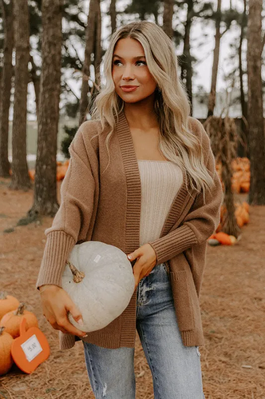 Cuddle Charm Oversized Knit Cardigan in Mocha sold by Impressions